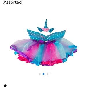 Girls' Teal & Purple Winged Fairy Costume with Pink Flower Headband